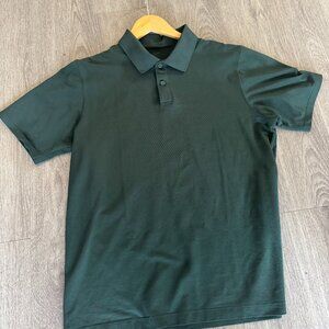 Lululemon Men’s Dark Green Short Sleeve Polo, Medium, Lightly Worn